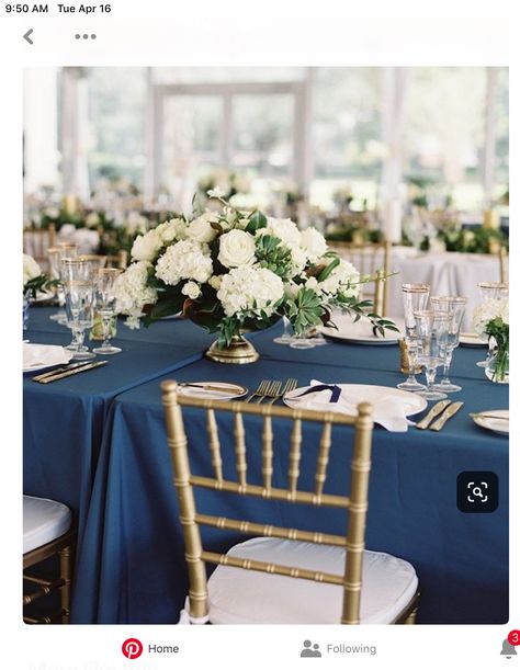 Navy Blue Wedding Theme, Blue Wedding Receptions, Navy Blue And Gold Wedding, Wedding Candles Table, Blue Wedding Decorations, Blue Gold Wedding, Gold Wedding Theme, Blue Themed Wedding, Wedding Colors Blue