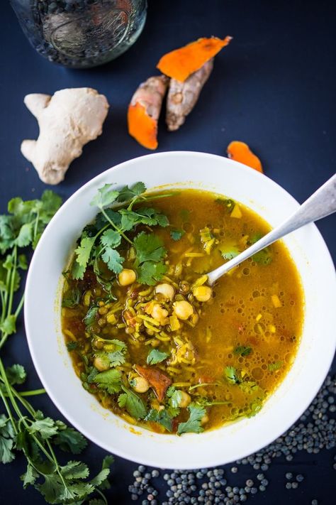 Cleanse Stomach, Turmeric Broth, Healing Broth, Rice Lentils, Turmeric Soup, Turmeric Recipes, Ayurvedic Healing, Fresh Turmeric, Detox Soup