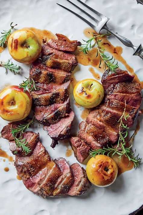 This smoked duck breast recipe incorporates an apple brandy caramel to create the ultimate comfort food meets duck recipe.#duckrecipes #duckbreasts #duckbreastrecipes #comfortfood Apple Recipes For Fall, Savory Apple Recipes, Smoked Duck, Fall Apple Recipes, Recipes For Fall, Apple Slaw, Duck Breast, Sweet Potato And Apple, Apple Brandy