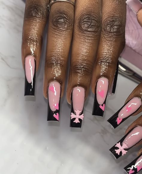 Toes Ideas, Black Acrylic Nails, Punk Nails, Colored Acrylic Nails, French Tip Acrylic Nails, Simple Acrylic Nails, Nails Tumblr, Classy Acrylic Nails, Long Acrylic Nails Coffin