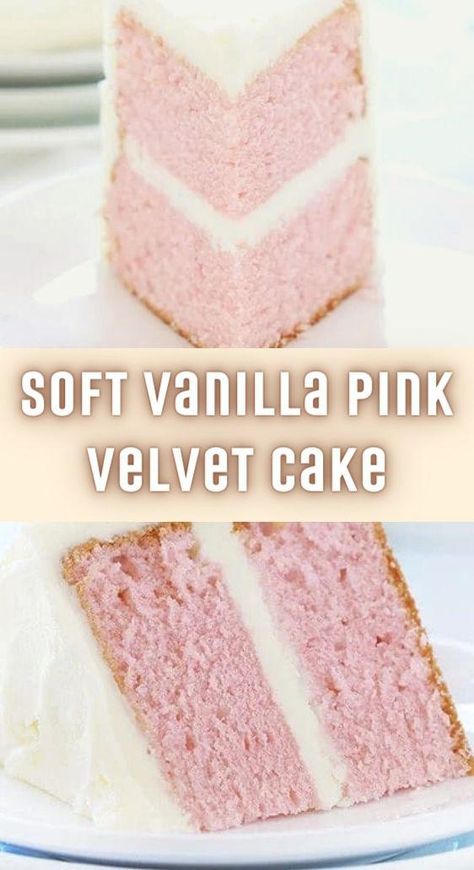 Soft Vanilla Pink Velvet Cake - TASTYDONE Vanilla Cake With Pink Frosting, Diy Pink Cake Easy, Pink Velvet Cupcakes Box Cake Mixes, Pink Vanilla Cake, Homemade Pink Cake, Vanilla Velvet Cake Recipe, Vanilla Velvet Cake, Diy Pink Birthday Cake, Pink White Birthday Cake