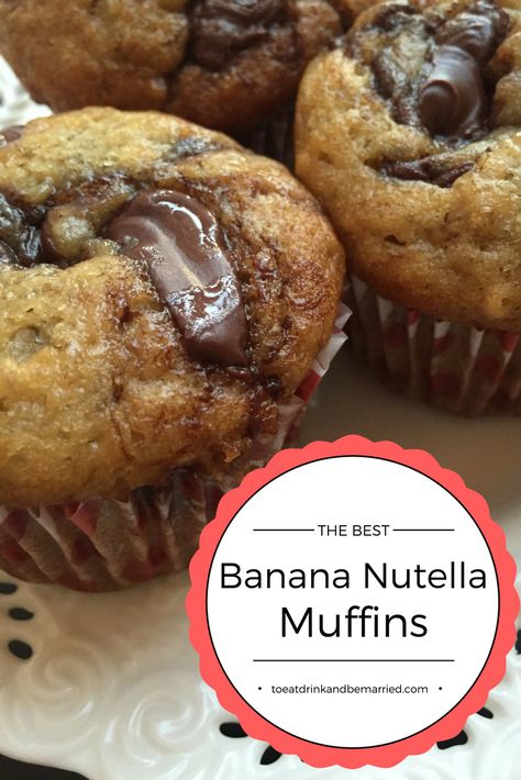 Banana nutella muffins are the perfect treat for when you have over ripe bananas.  Don't throw them away! Bake up a delicious batch of these cupcakes! Banana Nutella Brownies, Kid Breakfast, Banana Nutella Muffins, Over Ripe Bananas, Nutella Muffin, Nutella Muffins, Future Chef, Banana Nutella, Kid Friendly Snack