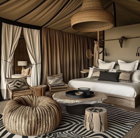 Luxury Safari Lodge Interior, African Lodge Design, Safari Lodge Decor, Safari Lodge Interior, Lodge Interiors, African Bedroom, African Lodge, Hotel Restaurant Design, Luxury Safari Lodge