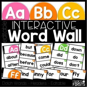 A great resource for interactive word wall. Includes Dolch words and is completely editable! :) Portable Word Wall, Interactive Word Wall, Word Wall Letters, Word Wall Headers, Dolch Words, Powerpoint Tips, Dolch Sight Words, Word Work, Word Wall