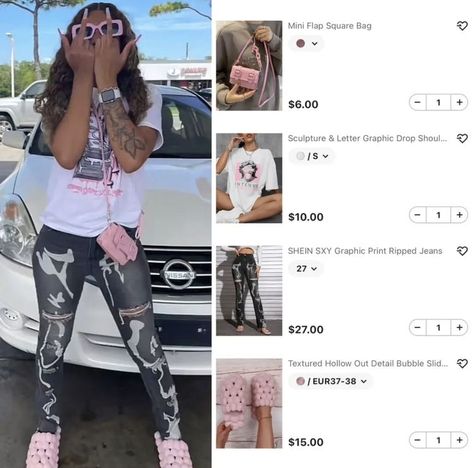 @1realpinkk⭐️. Pretty Shein Outfits, Shein Outfit Ideas Spring, Cute Summer Outfits From Shein, Shein Fits Baddie Plus Size, Outfit Ideas Black Women Shein, Cute Shein Outfit Ideas, Shein Inspo Outfits, Baddie Shein Outfits Summer, Shein Outfit Recreation