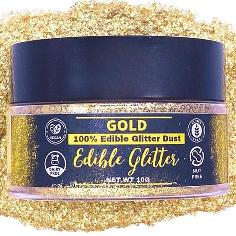 Edible Gold Glitter, Edible Glitter Dust, Golden Birthday Cakes, Gold Luster Dust, Sparkle Birthday, Gold Sprinkles, Edible Cake Decorations, Luster Dust, Edible Gold