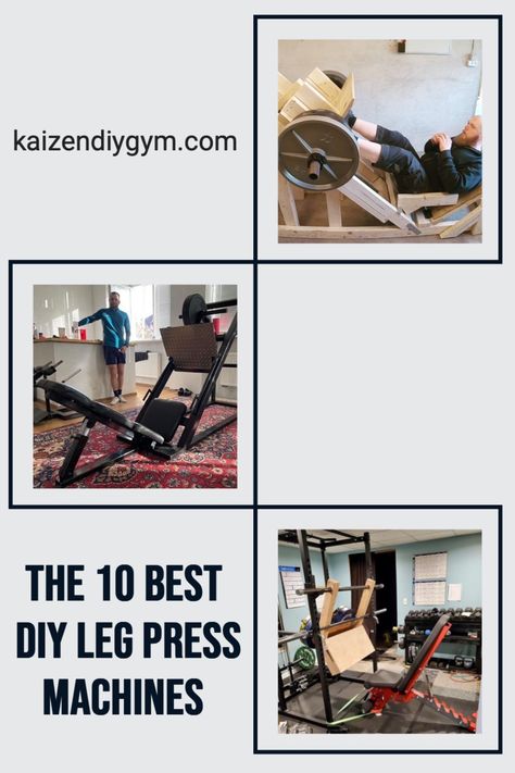 The leg press is a common specialty machine in commercial gyms. In fact, it is one of the things people say they miss the most when building a home gym. There are companies that sell a version of the leg press that is a bit more home gym friendly, but it tends to be expensive and take up a lot of space. Over the last few years, the popularity of the DIY leg press has been increasing. In this article I’ll show you some of my favorite DIY leg presses that I’ve seen. Diy Leg Press, Building A Home Gym, Diy Gym Equipment, Dream Gym, Leg Press Machine, Diy Gym, Leg Machines, Building A Home, Leg Press