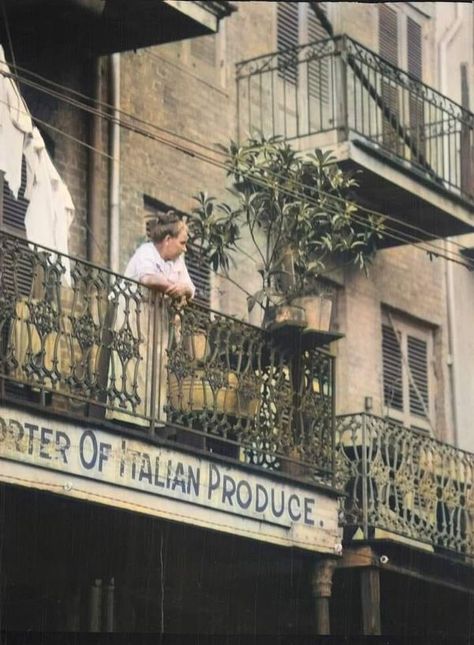 New orleans� History | 1920: Woman on a Balcony | Facebook 1920s New Orleans Aesthetic, New Orleans Aesthetic Dark, Gothic Balcony, 1920 Aesthetic, Cottage Village, New Orleans Fashion, Southern Things, New Orleans History, New Orleans City