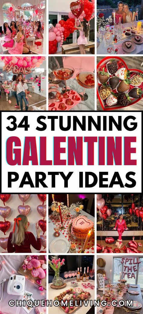 Celebrate your besties in style with these 34 Insanely Cute Galentine’s Party Ideas That You’ll Love! 💖✨ Whether you’re planning a cozy night in or a chic soirée, these ideas will bring all the love and laughter. Think DIY heart-shaped charcuterie boards, pink cocktails and mocktails, and fun photo backdrops with balloons and streamers. Set up a self-care station with face masks or host a rom-com movie marathon. Don’t forget themed desserts like cupcakes with empowering quotes or Galentine’s co Backdrops With Balloons, Valentines Theme Party, Galentine's Party, Cocktails And Mocktails, Day Party Ideas, Celebrating Friendship, Brunch Spread, Pj Party, Happy Hearts Day