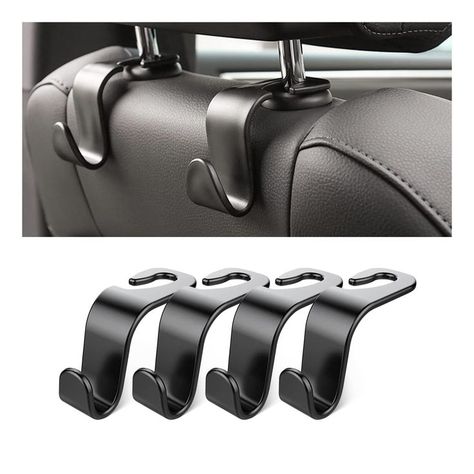 Car Back Seat Headrest Hooks, 4 Pack Black Stylish Back Seat Hanger for Car Handbag Clothes Coats Grocery Bags, Car Interior Car Hooks, Car Seat Headrest, Car Headrest, Car Back Seat, Hanger Storage, Packing Car, Console Organization, Seat Storage, Wet Dry Vacuum