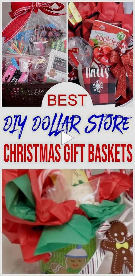 Dollar Tree Christmas Gift Baskets, Dollar Store Gift Basket Ideas, Gift Baskets For Adults, Christmas Favors Diy, Best Christmas Gift Baskets, Diy Dollar Tree Christmas, Dollar Store Gifts, Family Gift Baskets, Handcrafted Christmas Cards