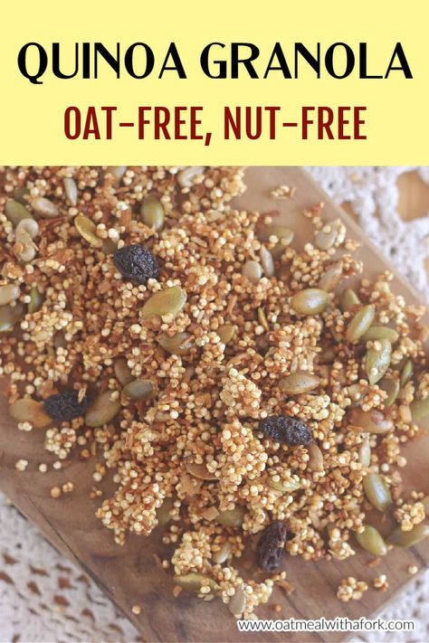 Granola Recipe Without Oats, Oat Free Granola, Quinoa Granola Recipe, Nut Granola Recipe, Crunchy Quinoa, High Protein Granola, Quinoa Granola, Oatmeal Granola, Med Diet