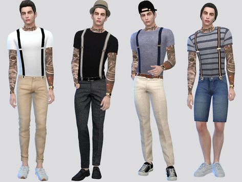 McLayneSims' Presley Suspender Tee Rockabilly Men, Sims 4 Male Clothes, The Sims 4 Download, Sims4 Cc, Sims 4 Cas, Sims 4 Cc Finds, Sims 4 Clothing, Cc Finds, Compression Shorts