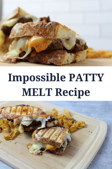 A patty melt recipe has been created and sits atop a cutting board alongside potato chips. Best Patty Melt, Patty Melt Recipe, Melt Recipe, Impossible Burger, Patty Melt, Special Sauce, Artisan Bread, Melted Cheese, Potato Chips