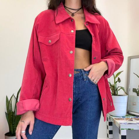 Red Corduroy Jacket, Americana Vintage, Pullovers Outfit, Ivory Dress, Pullover Outfit, Hipster Outfits, Korean Fashion Trends, Traditional Dress, Corduroy Jacket