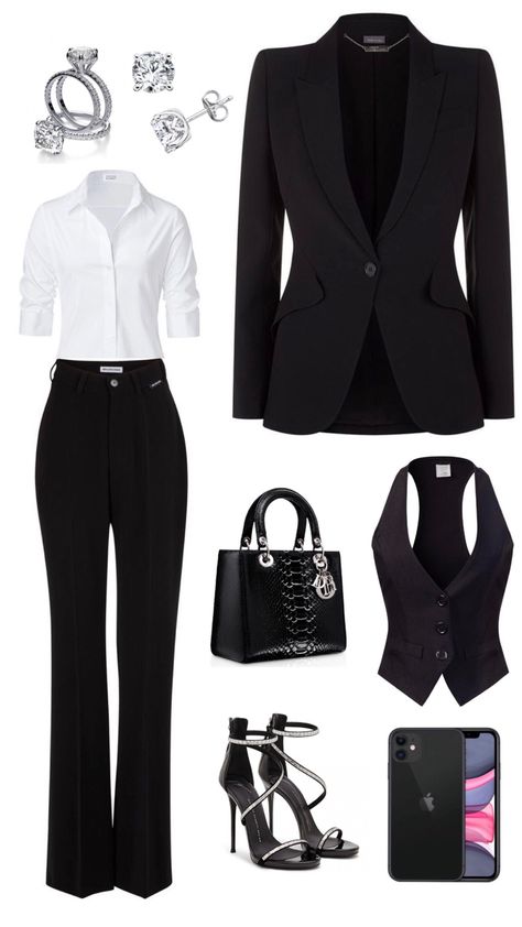 Female Ceo Aesthetic Fashion, Female Manager Outfit, Office Outfits Polyvore, Luxury Office Outfits Women, Mafia Boss Outfit Woman, Cosmetologist Outfit Professional, Mafia Attire Women, Powerful Outfits Women, Mafia Woman Outfits