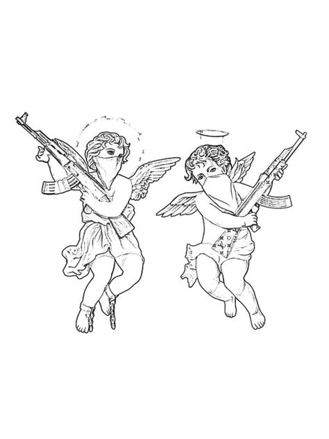 Angle With Ak47 Tattoo, Gaurdian Angel Tattoo, Tattoo Peito, Ak47 Tattoo, Angel With A Shotgun, Cupid Tattoo, Flash Tats, Mayan Tattoos, Cross Drawing