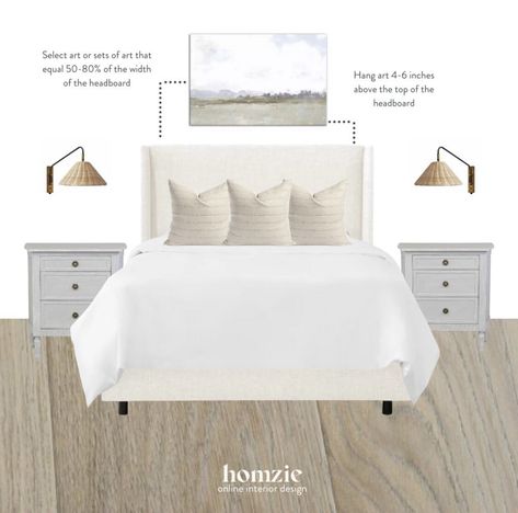 How to Decorate Above Your Bed — Homzie Designs Bedroom Pictures Above Bed, Pictures Above Bed, Art Over Bed, Bedroom Art Above Bed, Beautiful Bed Designs, Decor Above Bed, Wall Art Above Bed, Cama King Size, Art Above Bed