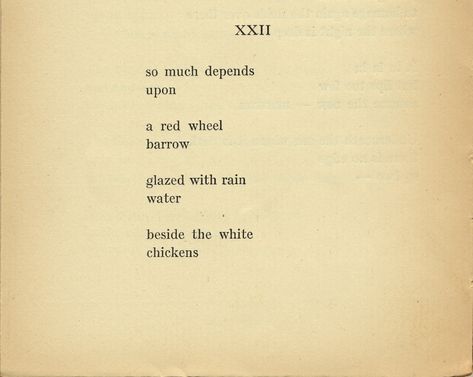 "The Red Wheelbarrow" ~William Carlos Williams (...took me many years to "get" this poem!) Red Wheelbarrow, Expectation Quotes, William Carlos Williams, Spoken Word Poetry, Poetry Lessons, The Fault In Our Stars, Godly Man, John Green, Writing Poetry