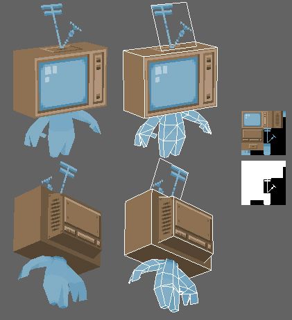 3d Low Poly Pixel Art, Low Poly Hair, 3d Pixel Art, Lowpoly Art, Blender Character Modeling, Low Poly Character, 3d Pixel, Tv Head, Low Poly Games