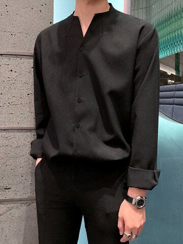 All Black Outfit Men, Long Sleeves Outfit Men, Black Shirt Outfit, Black Shirt Outfit Men, Black Shirt Men, Boy Prom Outfit, Black Casual Shirt, Black Outfit Men, Mens Tops Fashion