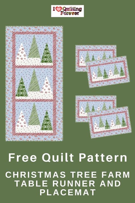 Get your Free Christmas Tree Farm Table Runner and Placemat Quilt Tutorial here. 1000+ Free Quilt Patterns for Beginners & Experts. All Quilters can get inspired! Patterns For Christmas Placemats, Christmas Tree Table Runner Patterns Free, Christmas Tree Table Runners Patterns Free, Seasonal Table Runners Patterns, Free Table Topper Patterns, Christmas Tree Table Runner Free Pattern, Quilted Christmas Placemats Patterns, Free Placemat Patterns Quilted, Christmas Quilted Placemats