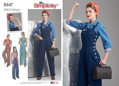 Vintage Overalls Pattern, Casual Sewing Patterns, 1940s Overalls, Styling Overalls, Vintage Clothes Patterns, Overalls Vintage, Vintage Overalls, Pin Up Outfits, Retro Mode