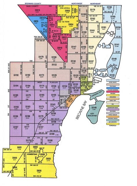 Miami-Dade Zip Code Map Design District Miami, Miami Map, Zip Code Map, Delray Beach Florida, Study Cards, South Miami, Map Of Florida, Miami Dade County, County Map