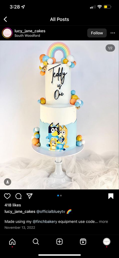 Bluey Cake Two Tier, 2 Tier Bluey Cake Ideas, Two Layer Cakes, Bluey Party, Bluey Birthday, 2 Birthday Cake, 2nd Birthday Party Themes, 2 Birthday, Boy Birthday Cake