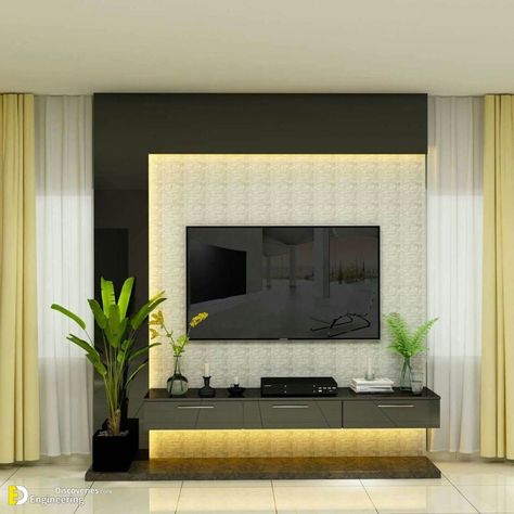 30 Cool And Creative Wall TV Ideas To Beautify Your Room - Engineering Discoveries Wall Tv Ideas, Tv Panel Design, Lcd Panel Design, Modern Tv Unit Designs, Tv Ideas, Wall Unit Designs, Tv Unit Furniture Design, Modern Tv Wall Units, Tv Unit Decor