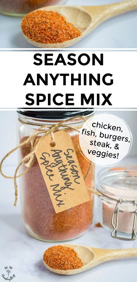 Use this healthy Season Anything Spice Mix for all your grilling, cooking meats, and roasting veggies. It's a paleo, real food, keto, MSG-free seasoning blend that's awesome on chicken, pork, fish, steak, veggies, and more! #allthenourishingthings #spices #herbs #grilling #chickenrecipes #spiceblend #homemade Steak Veggies, Fish Steak, Homemade Dry Mixes, Dry Rub Recipes, Homemade Spice Mix, Spice Blends Recipes, Food Keto, Spice Mix Recipes, Homemade Spice Blends