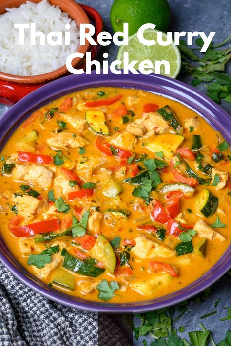 If you're looking for a dish with a kick, give this Thai red curry chicken a go. It's loaded with flavors, easy to prepare, and perfect for anyone who loves a spicy meal. Cookie And Kate Thai Red Curry, Thai Peanut Curry, Thai Chicken Curry Soup, Thai Red Curry Chicken, Thai Red Curry Recipe, Curry Chicken Recipe, Red Curry Recipe, Chicken Curry Soup, Thai Curry Recipes