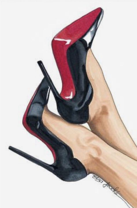 Heels Drawing Sketches, High Heels Sketch, High Heel Drawing, High Heels Painting, Louboutin Heels Aesthetic, High Heels Drawing, Heels Sketch, Drawing Heels, Heels Painting