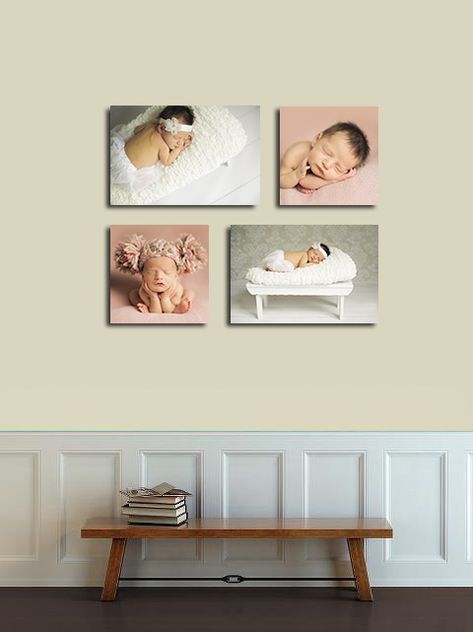 Newborn Photo Collage Wall, Display Newborn Photos Wall Ideas, Hallways Ideas, Collage Simple, Cat Baby Shower, Collage Photography, Baby Shower Wording, Harry Potter Baby Shower, Watercolor Baby Shower