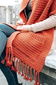 Chunky Pocket Scarf Crochet Pattern, Fall Shawl Crochet Patterns, Crochet Scarf With Pockets Free Pattern, Crochet Blanket Scarf Pattern Free, Bonfire Scarf, Wrap Crochet Pattern Free, Easy Crochet Shawl Pattern Free, Crochet Shawls And Wraps Free Patterns, Crochet Scarves Free Patterns Easy