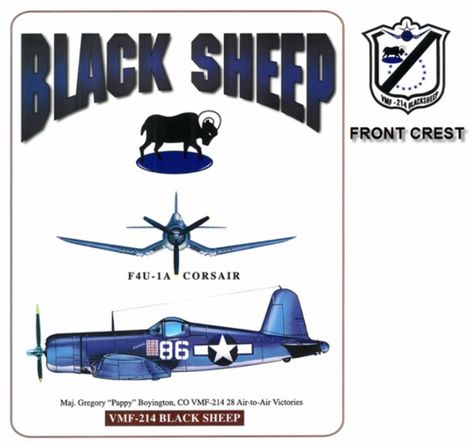 Squadron Logo, Black Sheep Squadron, F4u Corsair, Black Sheep, Victorious, Sheep, Art Design, ? Logo, Black