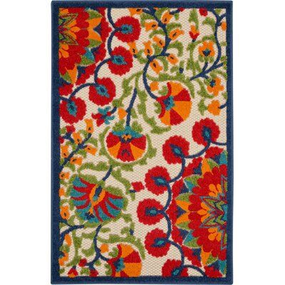 Sol 72 Outdoor Lahaina Floral Ivory/Red/Green Indoor/Outdoor Area Rug Rug Size: Rectangle 7'10" x 10'6" Mexican Rugs, Kitchen Area Rugs, Shaped Rug, Outdoor Runner Rug, Garden In The Woods, Outdoor Area Rug, Indoor Outdoor Area Rugs, Outdoor Area Rugs, Indoor Outdoor Rugs