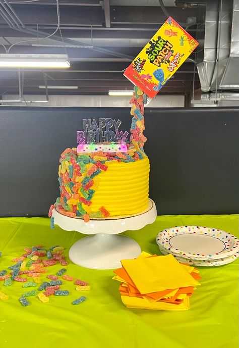 Crazy 8 Birthday Party, 9th Birthday Cake Boys, Sour Patch Kids Birthday Party Ideas, Sour Patch Birthday, Sour Patch Kids Cake, Birthday Cake For Girls 10 Years Old, Boys 8th Birthday, Anti Gravity Cake, 8th Birthday Cake