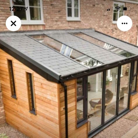 Porch With Glass Roof, Glass Porch Roof, Cladding Extension Ideas, Extension Door Ideas, Garden With Conservatory, New Build Extension Ideas, Garden Extension Ideas, Garage Extension Ideas Side, Uk Extension Ideas