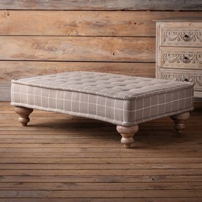 THE NATURE NOOK | Shop Sales Events Antique Farmhouse Ottomans In Living Room, Fabric Ottoman Coffee Table, Plaid Ottoman, Settee Dining, Sleeping Porch, Large Ottoman, Snowed In, Windowpane Plaid, Ottoman Coffee