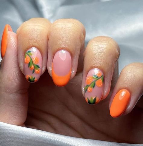 summer nails, citrus nails, bright summer nails, yellow nails, fruit nails, summer nail art, nail art, summer nail designs, citrus nail art, summer nails trend Fruit Slice Nails, Orange Blossom Nails, Citrus Nail Art, Orange Slice Nails, Summer Nails2022, Orange Fruit Nails, Citrus Nails, Fruity Nails, Fruit Nail Designs