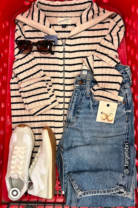 Layer up! Fall fashion is here. Cozy sweaters, baggy jeans & comfy sneakers, create fun outfits with these wardrobe staples. P.S. Complete the vibe with dainty gold jewelry & sunnies. Thrift Bundle, Target Outfits, Fall Blessings, Fashion Factory, Comfy Sneakers, Casual Fall Outfit, Fun Outfits, Dainty Gold Jewelry, 2024 Outfits