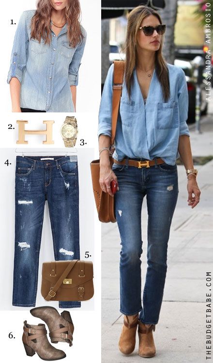 Alessandra Ambrosio's double denim look for less Hermes Belt Outfit, Hermes Belt Women, Camp Lunch, Jimmy Carr, Belt Outfit, Double Denim Looks, Lovely Fashion, Outfit Primavera, Hermes Belt