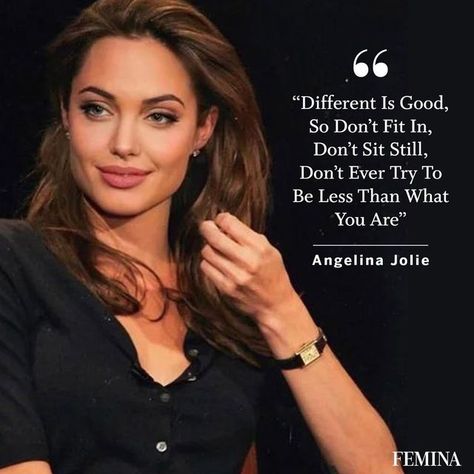 Femina on Instagram: "In order to be irreplaceable, it’s necessary for one to always be different! #AngelinaJolie #woman #womanquote #quotes #different #unique #irreplaceable #aspiring #motivationalquote" Irreplaceable Quotes, Celebrity Quotes Aesthetic, Boss Woman Quotes, Classy Personality, Aspiring Quotes, Famous Women Quotes, Angelina Jolie Quotes, Emotions Quotes, Status Ideas