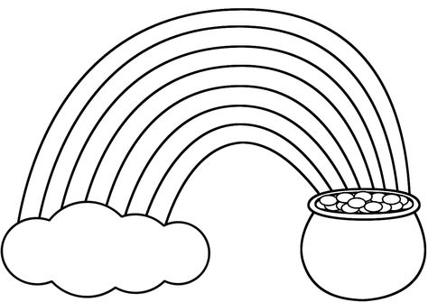 Rainbow + pot of gold template Rainbow Pot Of Gold, Saint Patricks Day Art, Coloring Pages Nature, St Patricks Crafts, St Patricks Day Crafts For Kids, St Patrick Day Activities, Gold Printable, Truck Coloring Pages, Easy Coloring