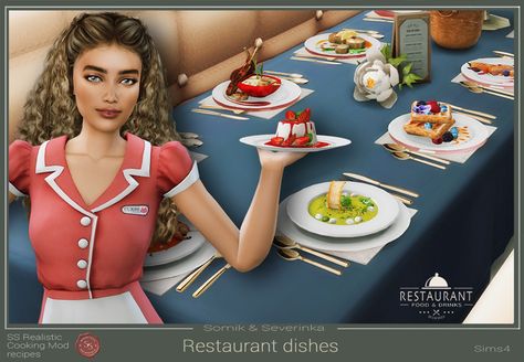 Gourmet dishes for the restaurant - The Sims 4 Mods - CurseForge Sims Hotel, Sims 4 Food Mod, Sims 4 Functional, Sims 4 Game Packs, Sims 4 Jobs, Sims 4 Restaurant, Sims Food, Lotes The Sims 4, Sims 4 Tsr