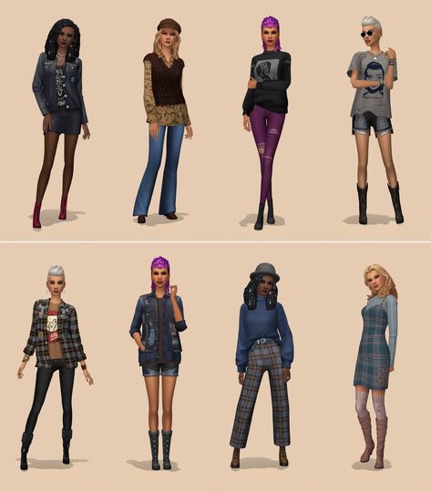 Netz-à-porter – outfits ready to wear for your sims (no CC required) - Page 24 — The Sims Forums Sims No Cc, Sims 4 Base Game Outfits Ideas, Sims 4 No Cc, 2000 Outfits, Outfits 2000s, Free Sims 4, Sims 4 Characters, Sims Four, Sims 4 Cas