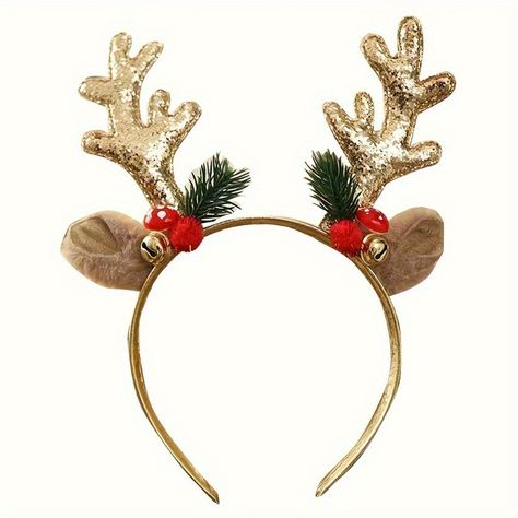 Deer Antlers Headband, Cosplay Hair Accessories, Girls Christmas Party, Reindeer Ears, Reindeer Horns, Deer Ears, Antler Christmas, Antler Headband, Reindeer Headband