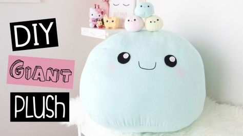 DIY Giant Pillow Sewing Project Plushies Diy, Giant Plush, Easy Room Decor, Pouch Diy, Kawaii Diy, Diy Bricolage, Plush Pillow, Pillow Room, Craft Tutorial