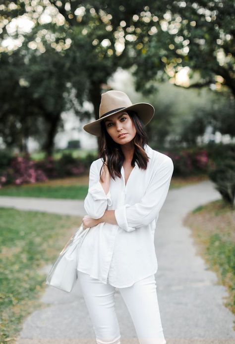 A CASUAL WAY TO WEAR WHITE ON WHITE Megan Runion, Singles Night, Janessa Leone, Classic Hats, White On White, Packing List For Travel, French Farmhouse, The Lifestyle, Resort Style